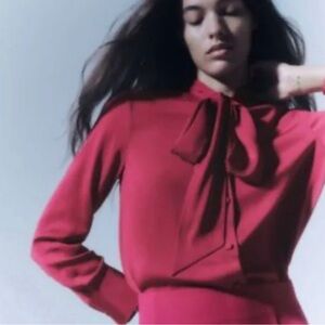 Zara Raspberry Tied Blouse (S)